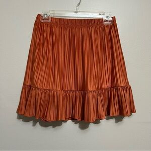 ZARA | Elegant Orange Pleated Skirt